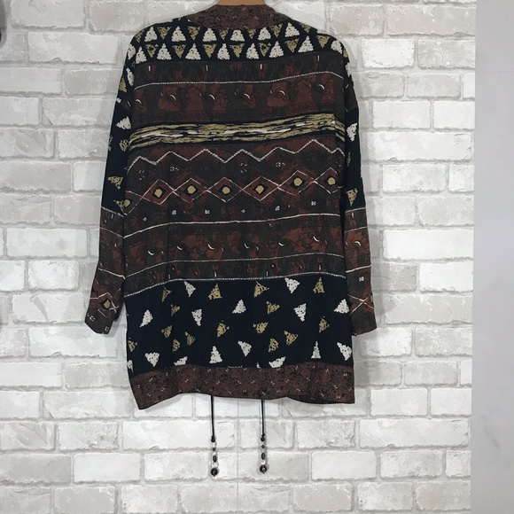 Oversized Vintage blazer boho open front beaded - Picture 4 of 4